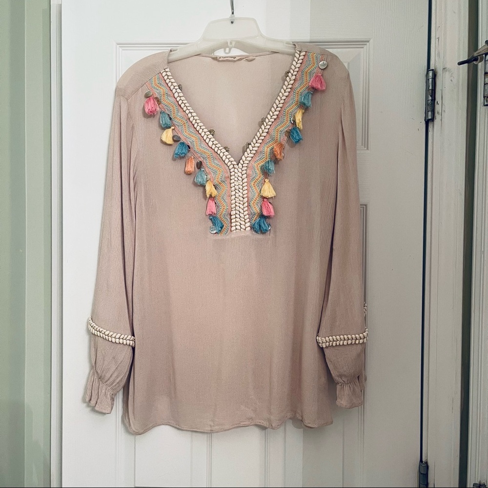 Soft Surroundings tassel boho top